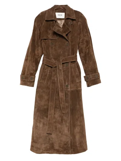 Ducie Corrin Suede Trench Coat In Brown