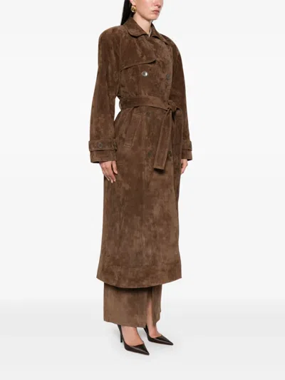Ducie Corrin Suede Trench Coat In Brown