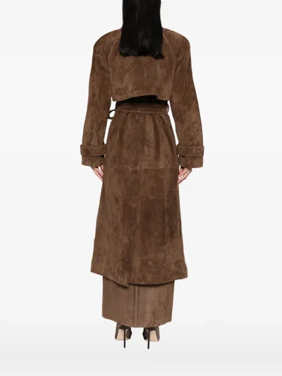 Ducie Corrin Suede Trench Coat In Brown