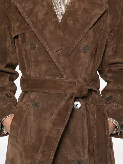 Ducie Corrin Suede Trench Coat In Brown