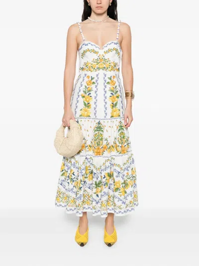 Farm Rio Sicily Midi Dress In White