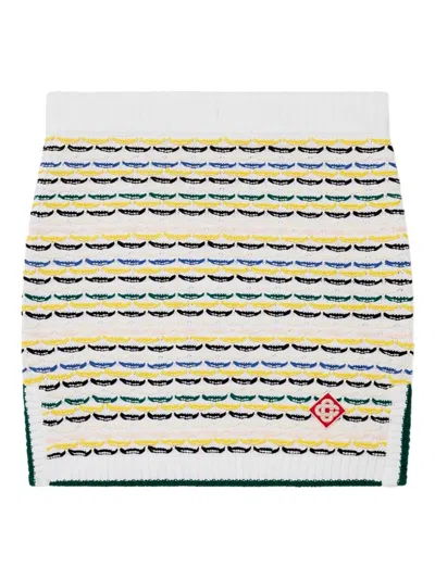 Casablanca Striped Knit Skirt In Gray