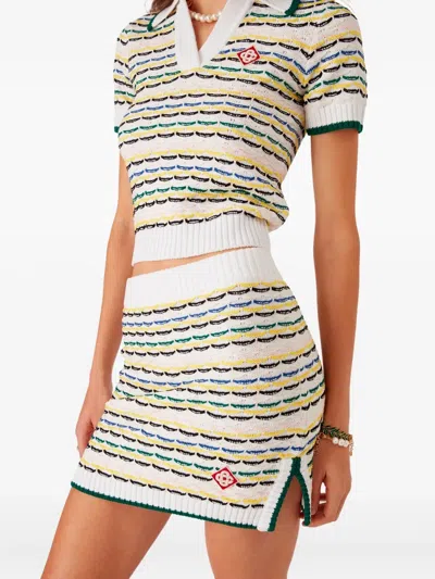 Casablanca Striped Knit Skirt In Gray