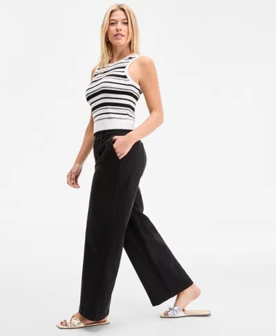 On 34th Women's Solid Easy Wide-leg Pants, Exclusively At Macy's In Black