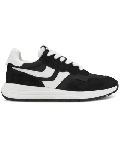 Steve Madden Women's Burst Lace-up Retro Jogger Sneakers In Black