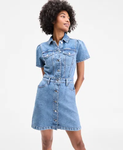 On 34th Women's Denim Trucker Mini Dress, Exclusively At Macy's In Blue