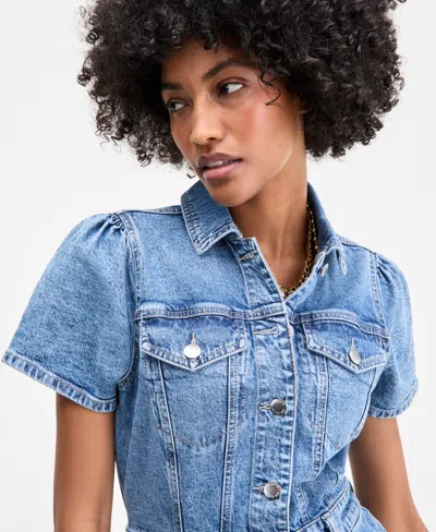 On 34th Women's Denim Trucker Mini Dress, Exclusively At Macy's In Blue