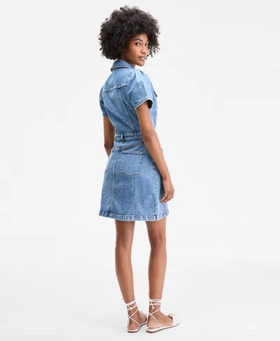 On 34th Women's Denim Trucker Mini Dress, Exclusively At Macy's In Blue