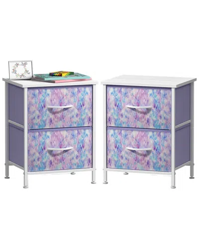 Sorbus Pack Of 2 Nightstands With 2 Drawers In Purple