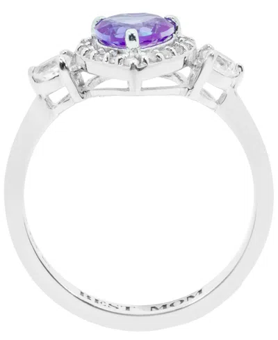 Macy's Amethyst (5/8 Ct.t.w.) And White Topaz (1/2 Ct.t.w.) 'i Love You' Message Ring In Sterling Silver