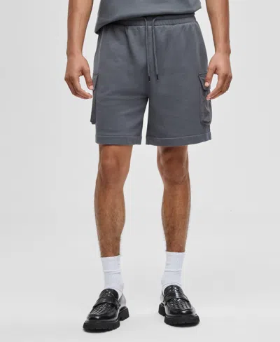 Mode Of One Mens Mixed Relaxed Fit French Terry Pocket T Shirt Regular Fit Printed 7 French Terry Cargo Shorts M In Gray