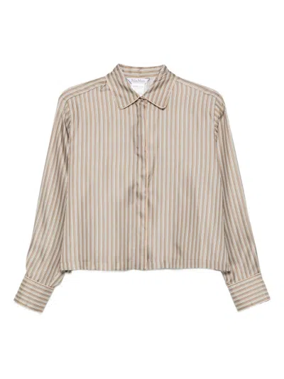 Max Mara Long Sleeves Silk Shirt With Vertical Stripes