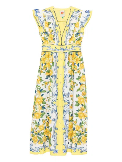 Farm Rio Sicily Scarf Print Cotton Maxi Dress