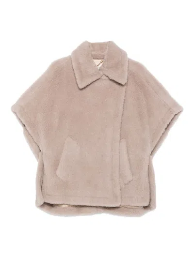 Max Mara Tebe Teddy Cape In Neutral