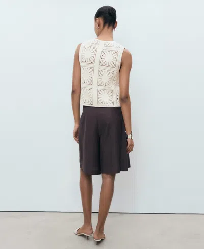 Mango Open Stitch Button Up Waistcoat In White
