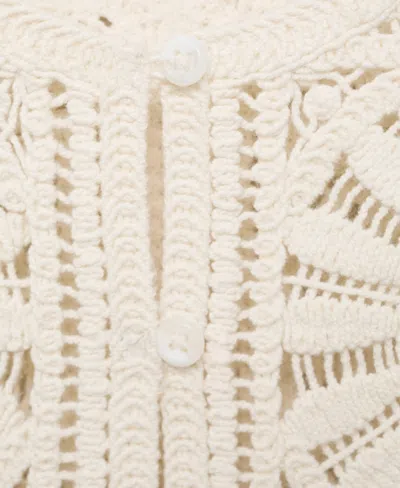 Mango Open Stitch Button Up Waistcoat In White