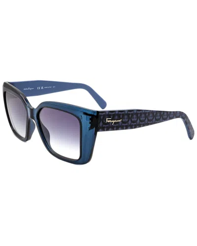 Ferragamo Blue Gradient Butterfly Ladies Sunglasses Sf1042s 432 55