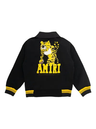 Amiri Tiger-embroidered Zip-up Jacket In Black