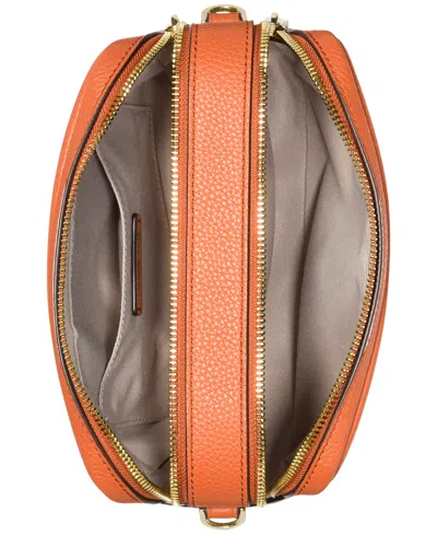 Michael Kors Michael  Bryant Medium Leather Double Zip Chain Camera Crossbody In Orange