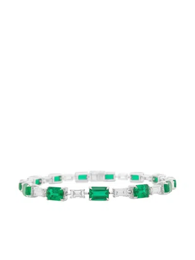 Hyt Jewelry 18k White Gold Emerald And Diamond Tennis Bracelet