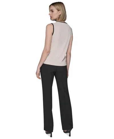 Karl Lagerfeld Women's Contrast-piped Keyhole Camisole In Gray
