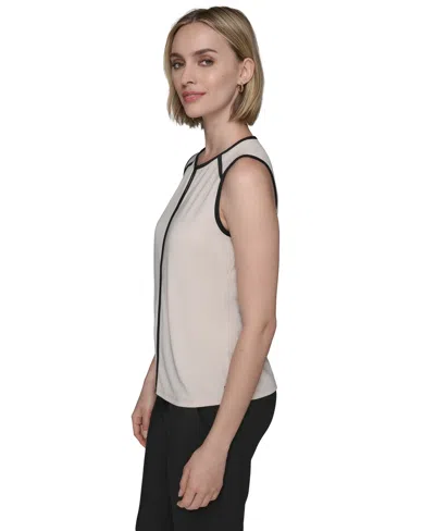 Karl Lagerfeld Women's Contrast-piped Keyhole Camisole In Gray
