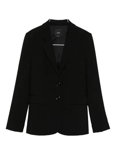 Pinko Tailored Black Jacket With Notched Lapel And Structured Shoulders In Black