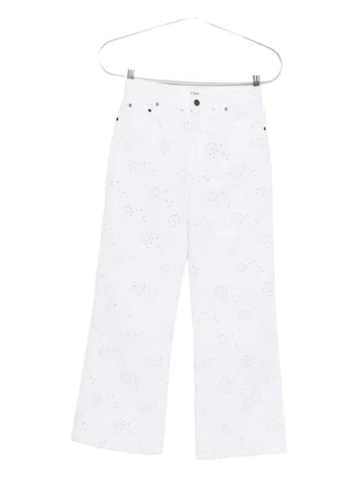 Chloé Jeans In Denim Bianco Donna In White