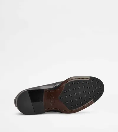 Tod's Classic Leather Brogue Shoes With Polished Finish In Animal Print