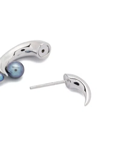 Shaun Leane Hooked Black Pearl Earrings In Metallic