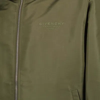 Givenchy Logo-embroidered Hooded Windbreaker In Green