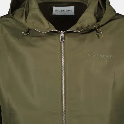 Givenchy Logo-embroidered Hooded Windbreaker In Green