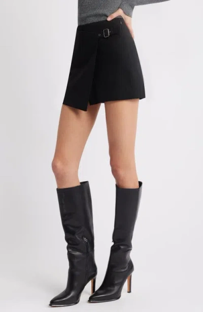 Open Edit Tailored Faux Wrap Miniskirt