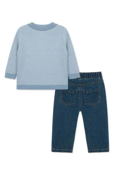 Little Me Jacquard Polo & Denim Jeans Set