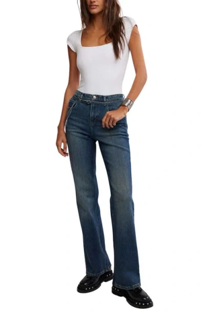 Free People Sabine Belted Slim Bootcut Jeans