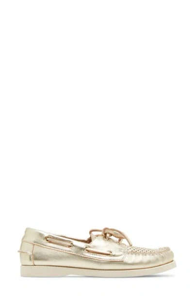 Steve Madden Sail Metallic Boat Shoe In Gold