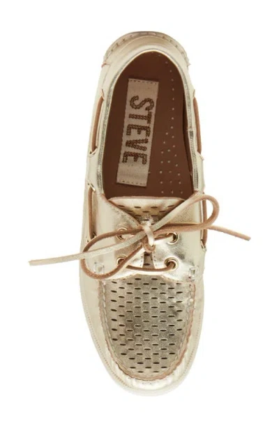 Steve Madden Sail Metallic Boat Shoe In Gold