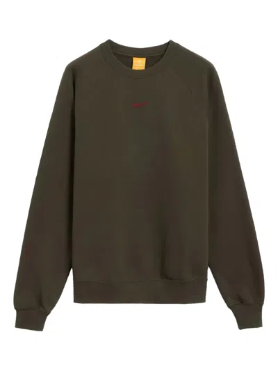 Nike Swoosh-logo Raglan-sleeve Sweatshirt In Brown