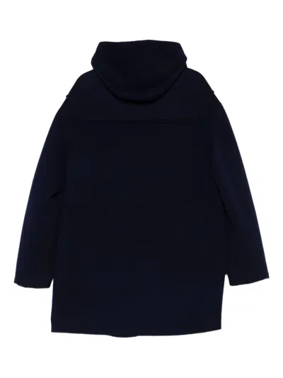 Moschino Wool And Cashmere Coat With Hood In Blue