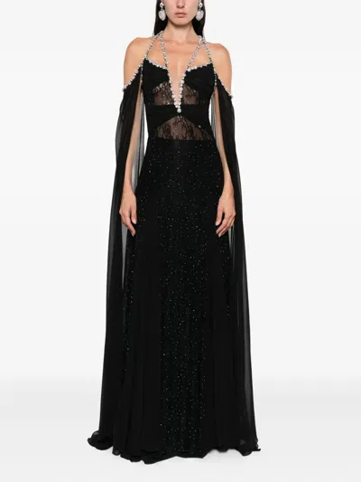 Nissa Embellished Halterneck Dress In Black