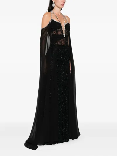Nissa Embellished Halterneck Dress In Black