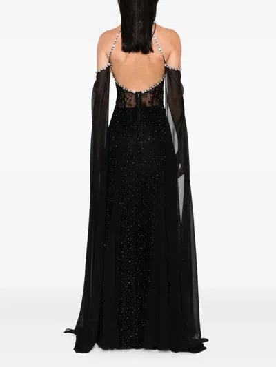 Nissa Embellished Halterneck Dress In Black