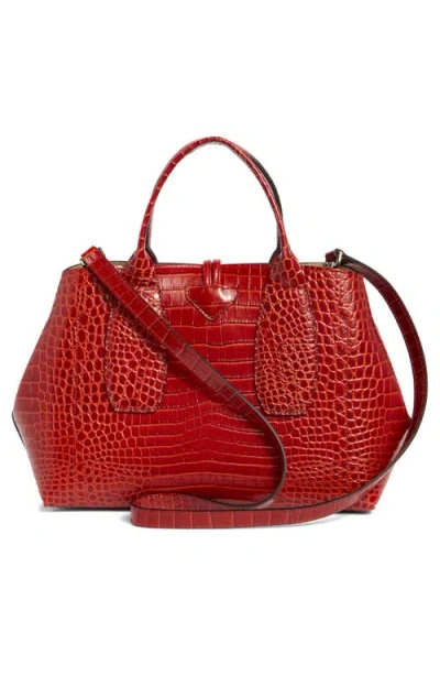 Longchamp Medium Roseau Croc Embossed Tote