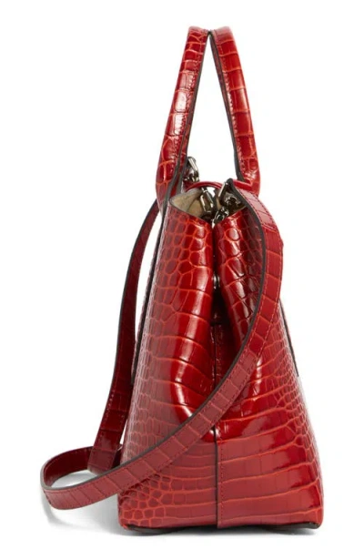 Longchamp Medium Roseau Croc Embossed Tote