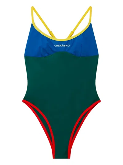 Casablanca Block Swimsuit With High-cut Leg