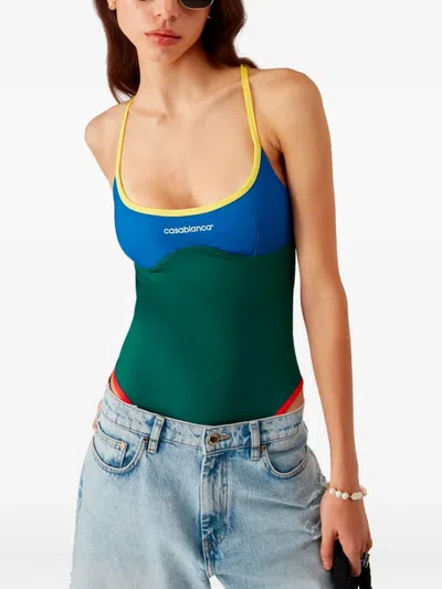 Casablanca Block Swimsuit With High-cut Leg
