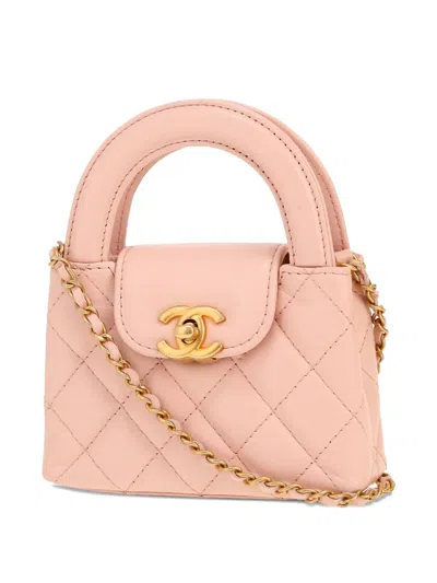 Pre-owned Chanel Quilted Leather Micro Shopping Tote Bag In Pink