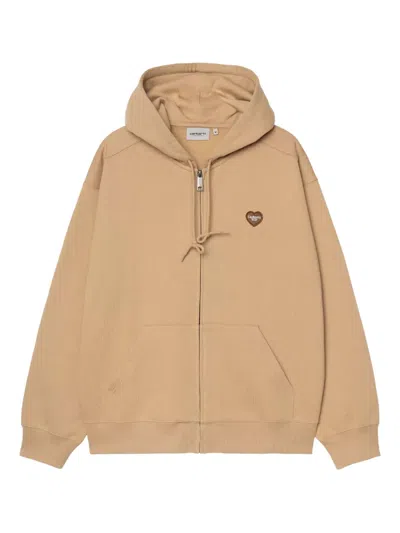 Carhartt Wip Hooded Heart Ii Hartt Sweat Jacket Dusty Brown In Brown