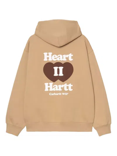 Carhartt Wip Hooded Heart Ii Hartt Sweat Jacket Dusty Brown In Brown