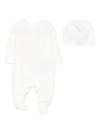 Balmain Textured Wool Babygrow Hat In White